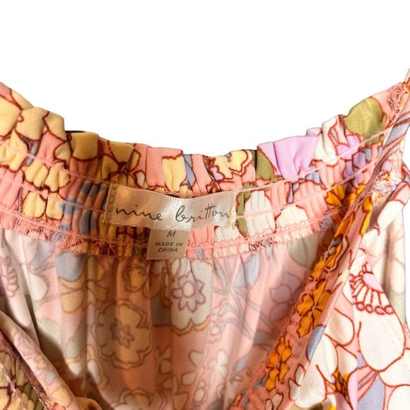 Nine Britton Lulu Knit Pink Floral Spaghetti Strap Dress M - Picture 4 of 8